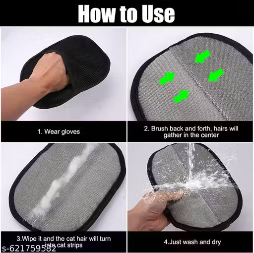 Pet Hair Remover, Electrostatic Pet Hair Removal Gloves Pad, Reusablle Catt & Dog Hair Remover for Couch, Furniture, Carpet, Clothes, Car Seat, Upgraded Animal Fur Removal Tool, pet Grooming Gloves (Pack of 1piece)